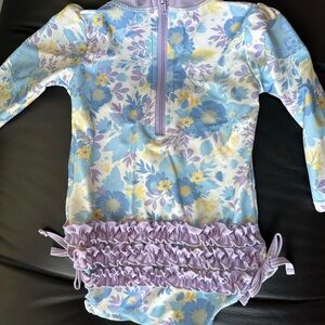 RuffleButts Floral Long Sleeve One Piece Swimsuit 12–18M Ruffle Bottom